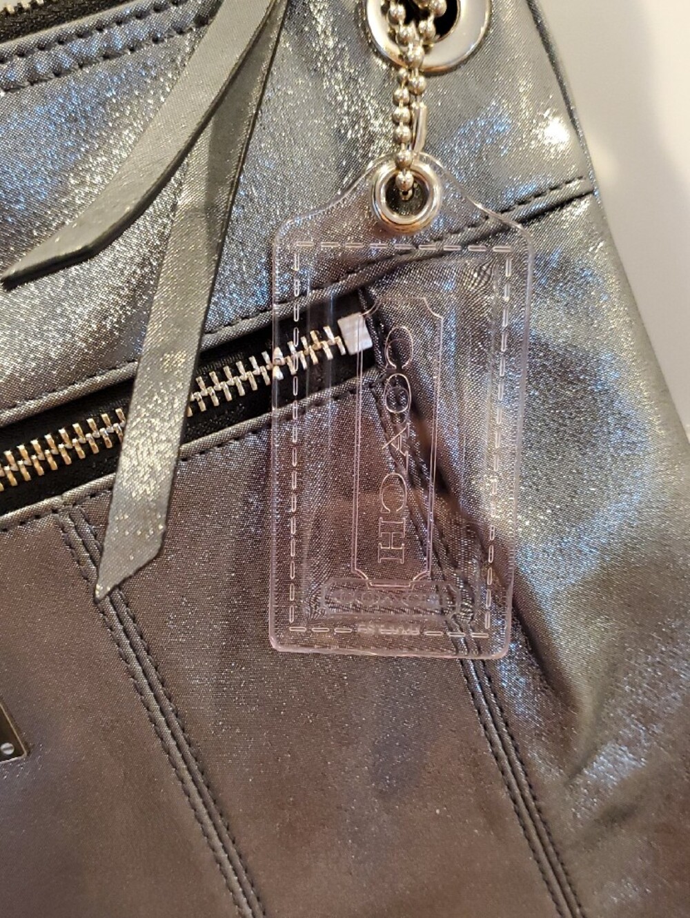 Coach Poppy "Hippee" Metallic Charcoal Shoulder Bag Nwot 2011 - Picture 3 of 10